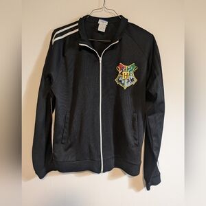 Vtg Harry Potter Crest Hogwarts Y2K Zip Track Jacket Sz L